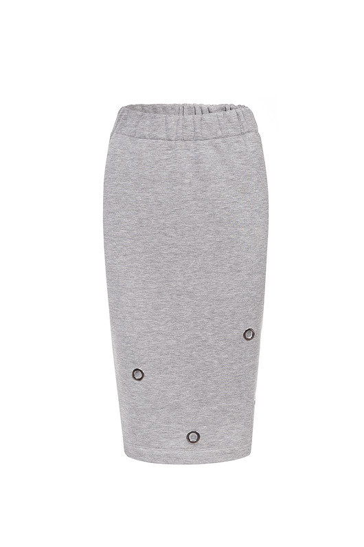 Szara spódnica ołówkowa z ringami Bien Fashion