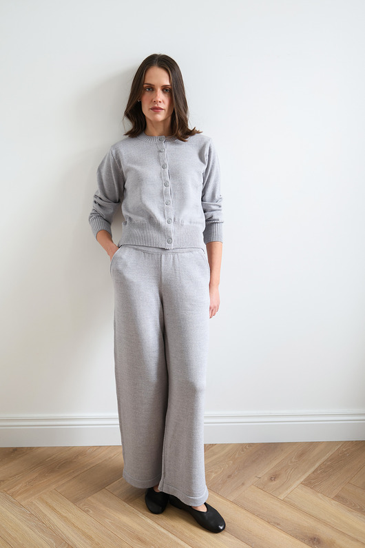 spodnie materiałowe damskie Spodnie Sigrid merino jasnoszare