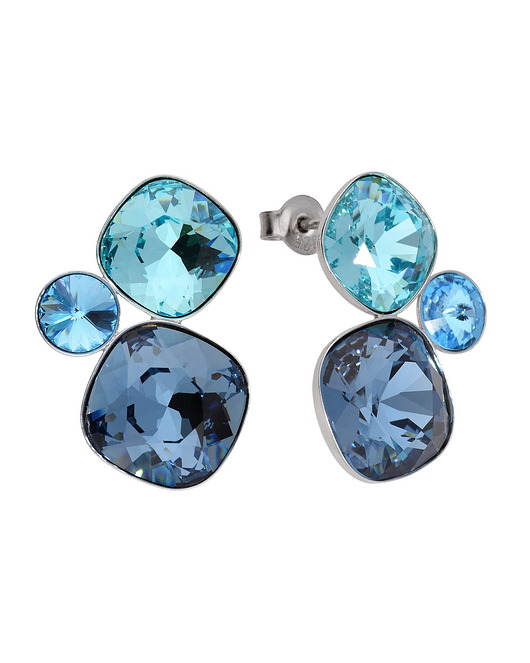 Srebrne potrójne niebieskie kolczyki Swarovski KOM Biżuteria