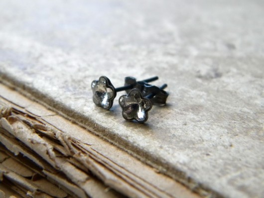 kolczyki wire wrapping kryształowe kwiatuszki (Crystal F)