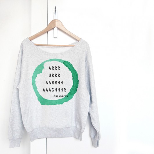 Gruby Oversize Arrr Chewbacca Podszyty dekolt Z ONE MUG A DAY