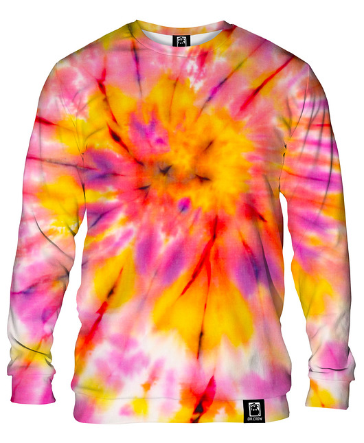 bluzy męskie Bluza Bez Kaptura Męska DR.CROW Tie Die Pink