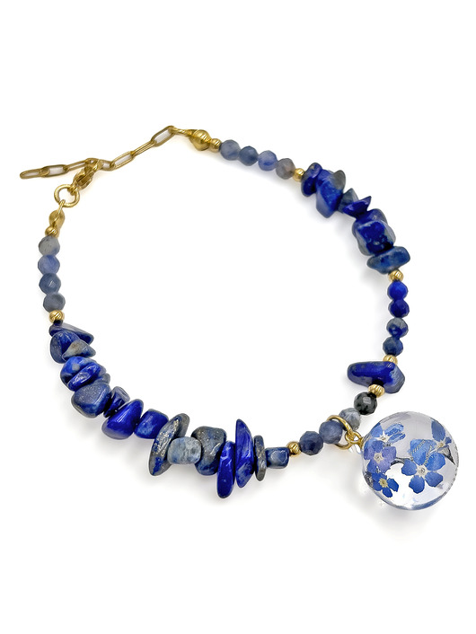 bransoletki z kamieni naturalnych Bransoletka lapis lazuli, sodalit & niezapominajki