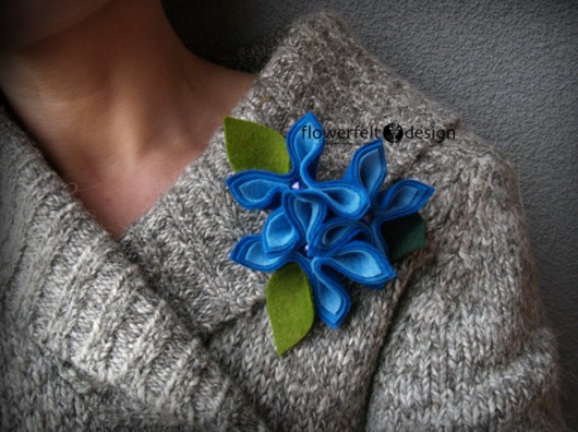 Blue with olive FlowerFelt Design