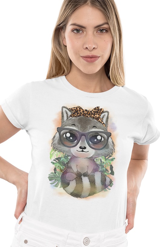 t-shirt damskie Koszulka szop zwierzęcy motyw zabawny nadruk