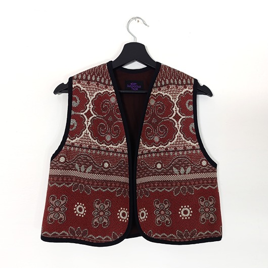 kamizelki damskie Bordowa kamizelka M z ukraińskiej tkaniny