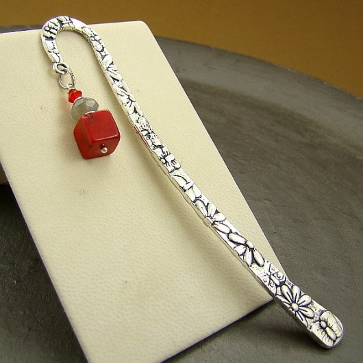 Zakładka Koral, Labradoryt i kryształ Swarovski RayOfArt