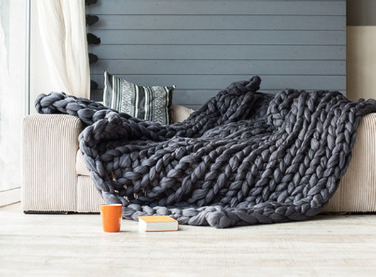 PLED, NARZUTA XXL 100x200 cm wełna merynos 100 % Rabarbar Handmade