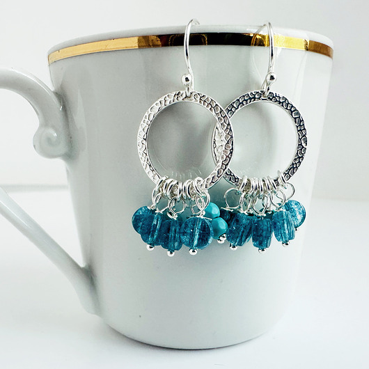 kolczyki z kamieniami BLUE SUMMER -  KOLCZYKI kryształ ,niebieskie kamienie