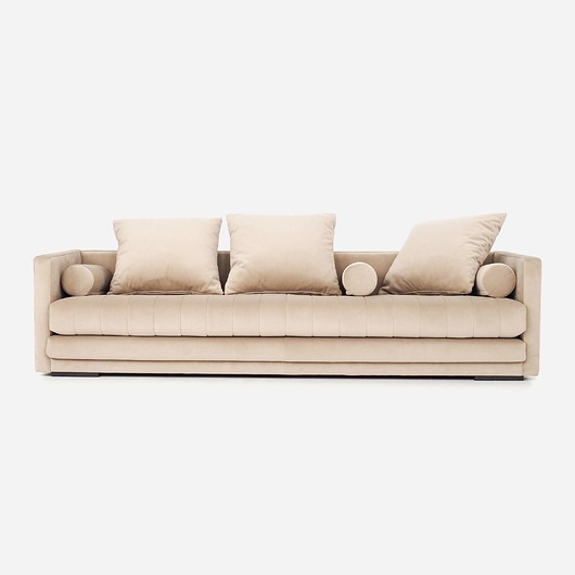 sofy i szezlongi Sofa KOPENHAGA beżowy welur, skandynawski design