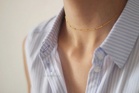 Gold Plated Beaded Choker Necklace Le Boho Bleu