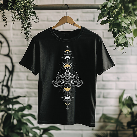 t-shirty męskie Koszulka - Święta geometria - Ćma z gwiezdnym ornamentem