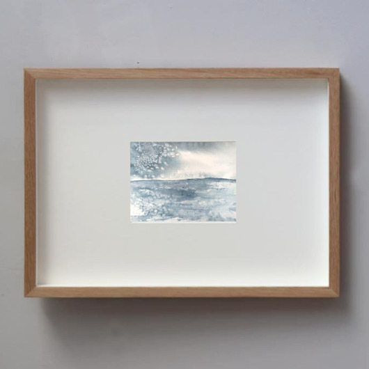 obrazy Akwarela Kwiat Zachód nad oceanem oryginalny obraz A5 21x15 cm