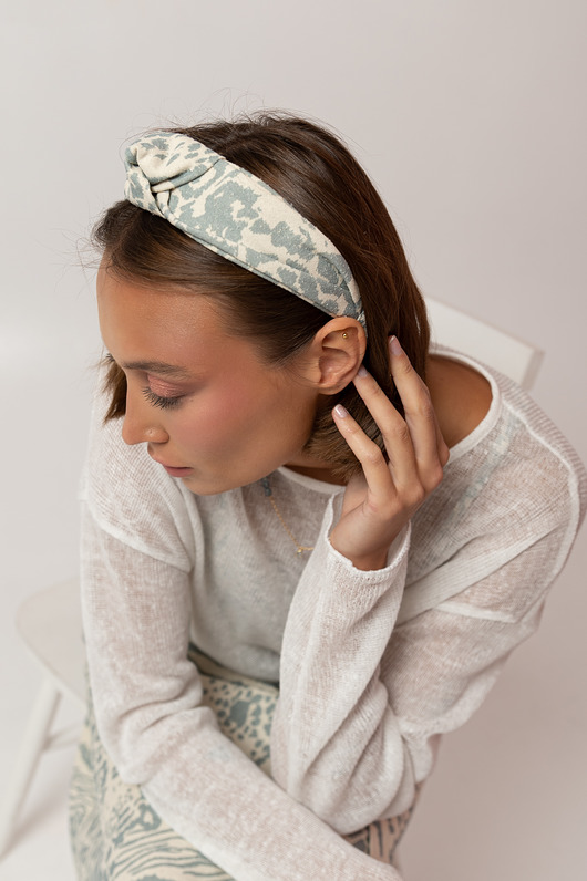 opaski do włosów Jedwabna opaska do włosów węzeł, BLUE ZEBRA