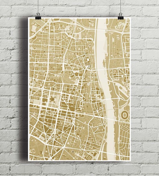 Warszawa - plakat kartograficzny minimalmill