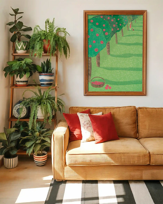 plakaty Lato w sadzie - dziewczyna z psem - plakat fine art