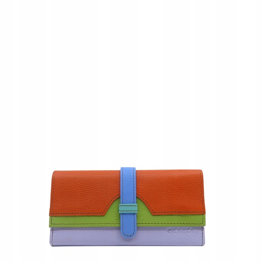 portfele damskie Portfel damski skórzany ze skrawków kolorowy przegródki na karty OLIVKA