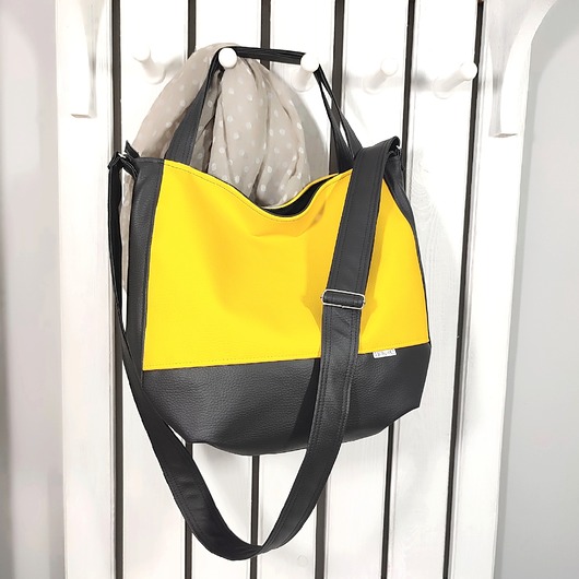 torby na ramię Żółta listonoszka damska, shopper 3w1, cytrynowa torba na ramię