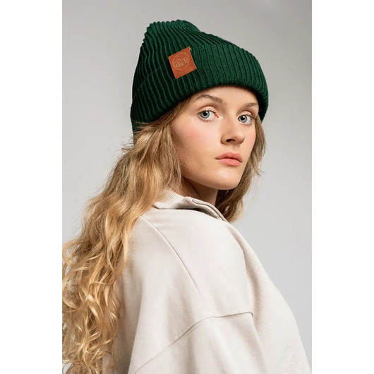 czapki i kapelusze męskie Czapka zimowa z bawełny organicznej butelkowa zieleń