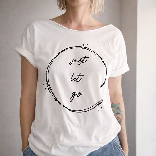 t-shirt damskie Just let go Biały Oversize