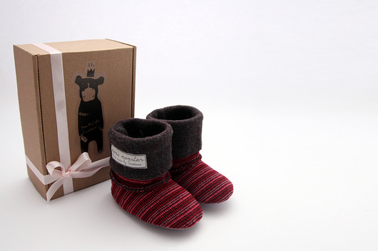 Bambosze / hand made / wełna / prążki Mimi Monster