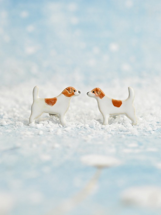 kolczyki ceramiczne Jack russell terrier mini- ceramiczne kolczyki