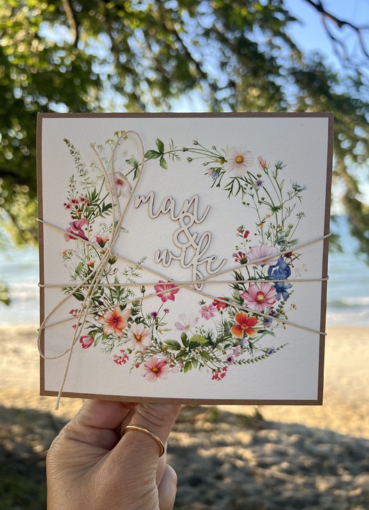 kartki scrapbooking Kartka ślubna ręcznie robiona boho wedding card man&wife