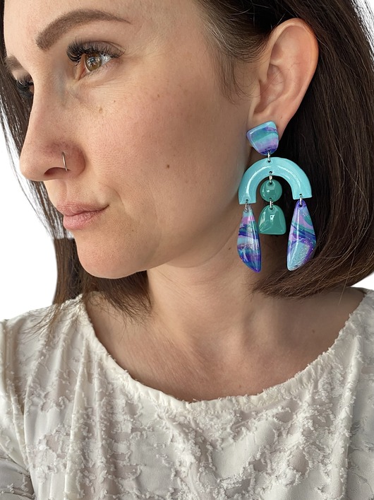 kolczyki z masy plastycznej Długie wiszące kolczyki ALE 47