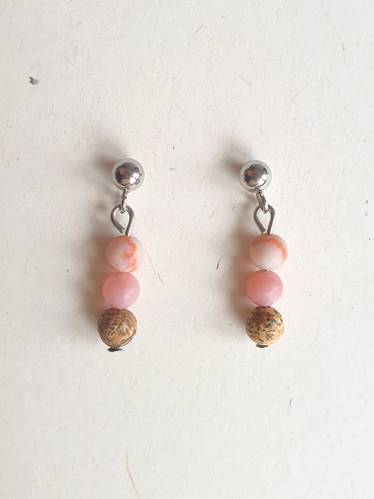 kolczyki z kamieniami Kolczyki DROPSY  opal, jaspis żyłkowy, jaspis obrazkowy