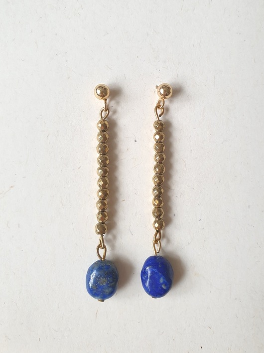 kolczyki z kamieniami Kolczyki ROOTS lapis lazuli, hematyt