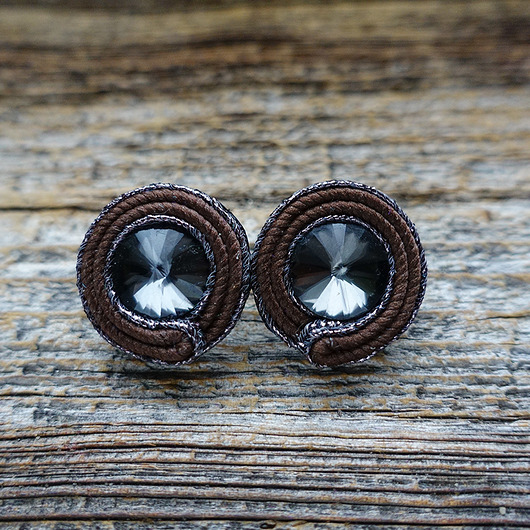 kolczyki soutache Brązowo-szare kolczyki soutache