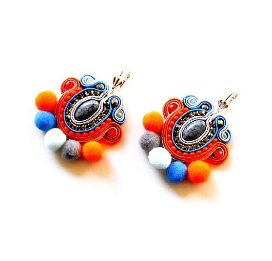 kolczyki soutache Sutaszowe kolczyki BOHO ORANGE