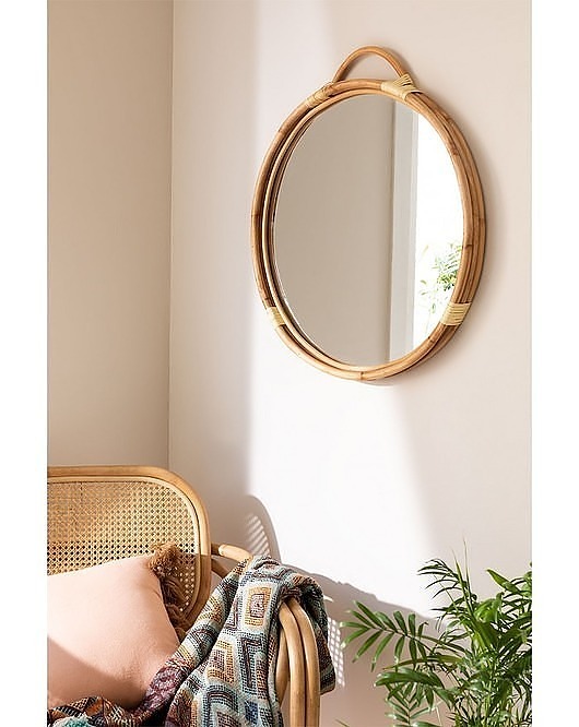 lustra stojące i wiszące Lustro Okrągłe z Rattanu Miel