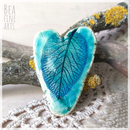 magnesy Serce z listkiem, ceramiczny magnes