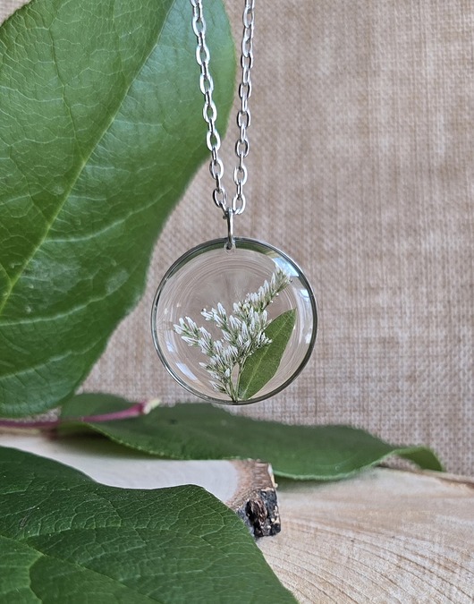 wisiory Srebrny wisiorek prawdziwe kwiaty zboża