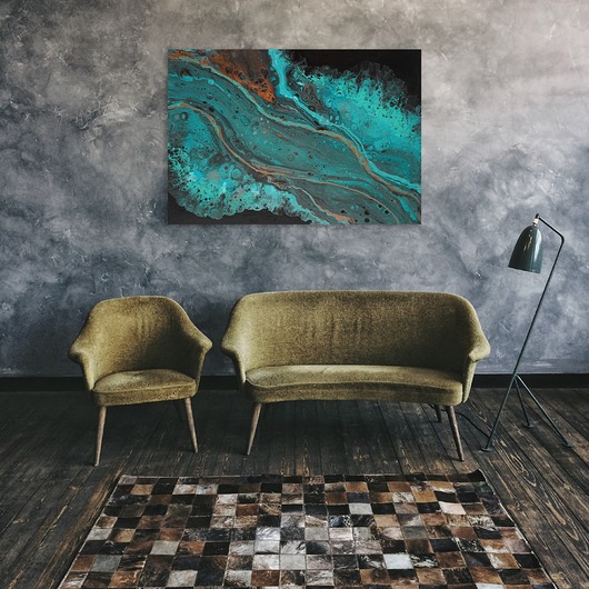 obrazy Duży abstrakcyjny obraz 'Mgławica nieskończoności II' 70x100 cm abstrakcja
