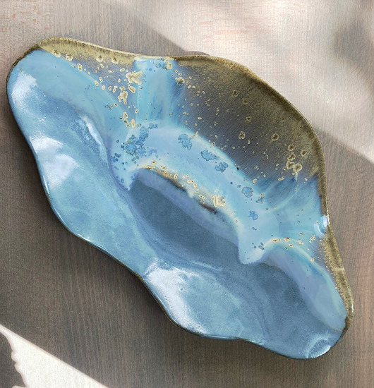 duży talerz,patera / summer blue biały królik ceramika