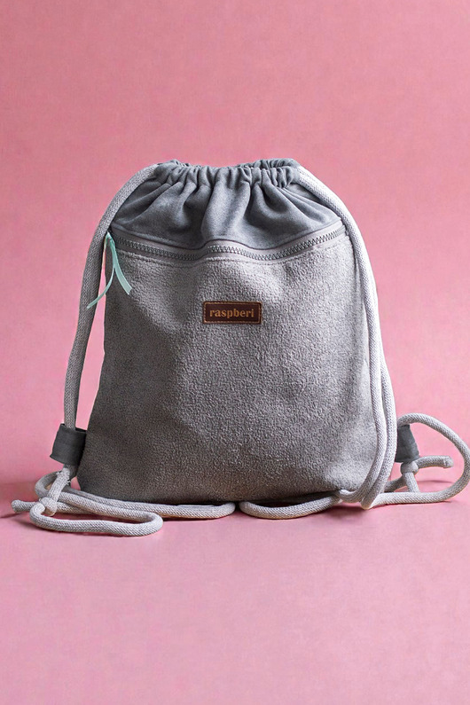 plecaki Szary worek plecak z przednią kieszenią bukla