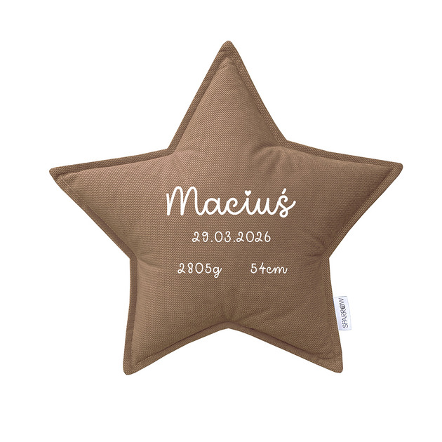 poduszki do pokoju dziecka Poduszka gwiazdka personalizowana metryczka imię dziecka KARMEL