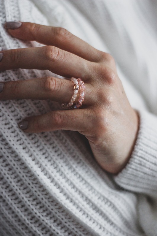 Pierścionki  crystal pink zestaw CALME