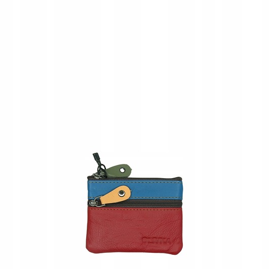 portfele damskie Saszetka skórzana skóra naturalna na klucze bilon poręczna OLIVKA