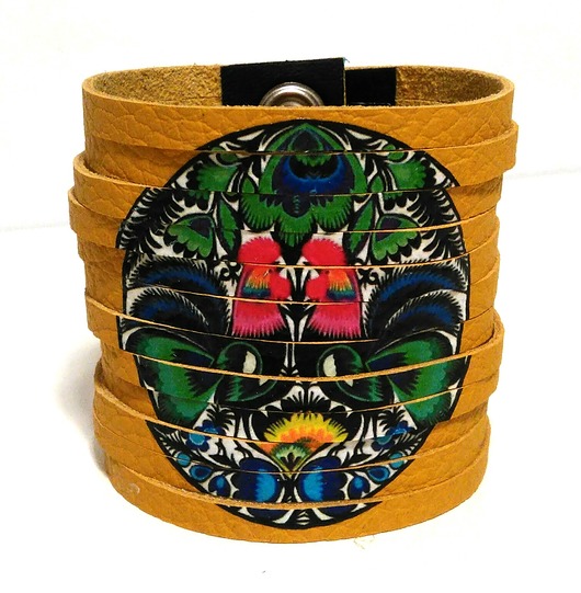 bransoletki skórzane Skórzana bransoletka - folk