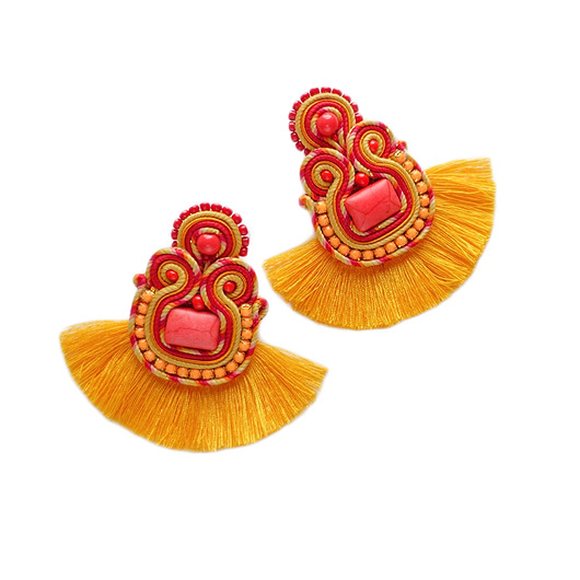 Słoneczne i etniczne kolczyki soutache Mró Soutache