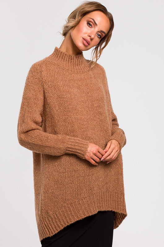 Sweter asymetryczny - karmelowy(M-468) MOE