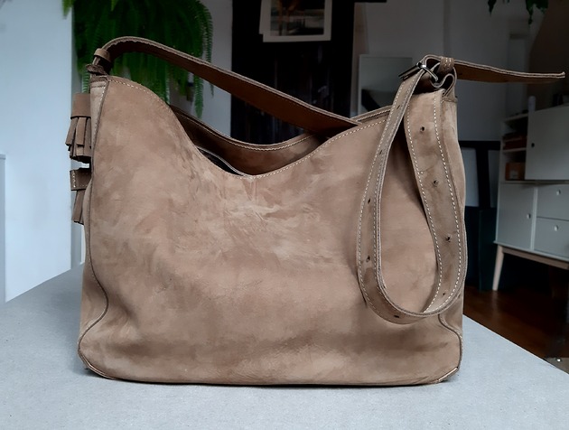torby na ramię Jasno brązowa skórzana torba z  nubuku