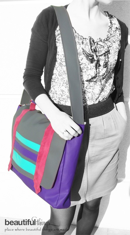 Torba messybag fiolet + szary beautifulthings