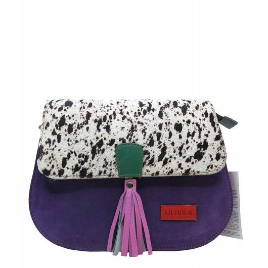 torby na ramię Torebka damska klasyczna na ramię skórzana zamszowa klapka wzór eko OLIVKA