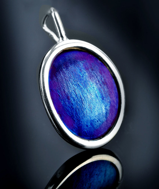 kolczyki wire wrapping Owalny wisior ze srebra i tytanu
