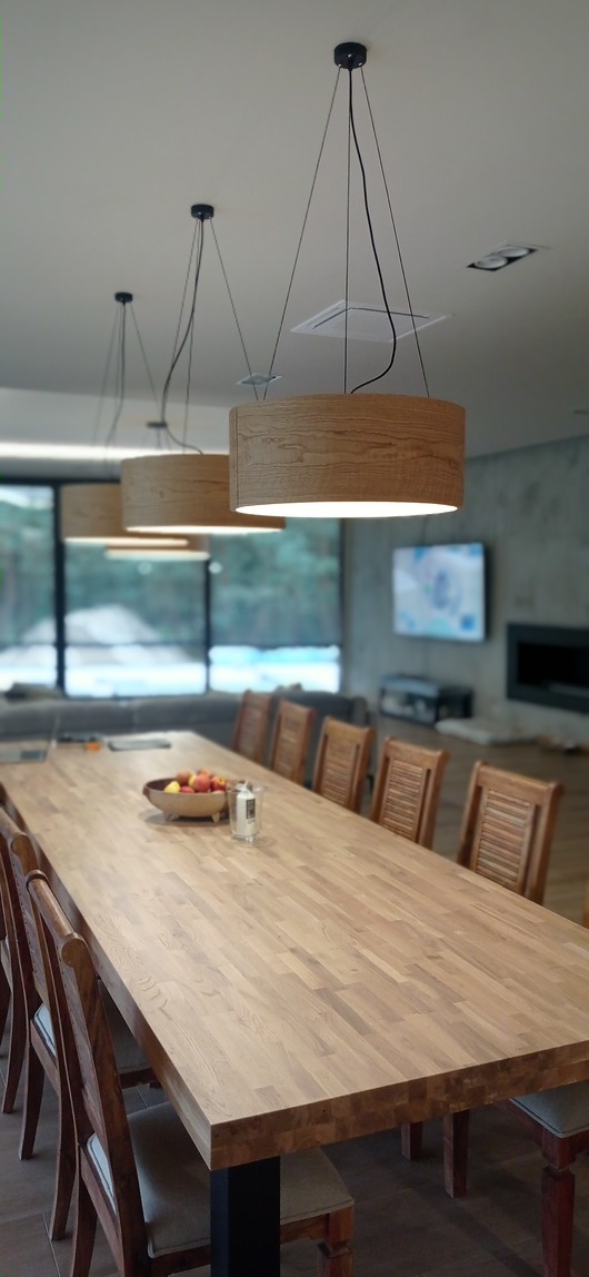 lampy wiszące Lampa wisząca LEEA - HANGING OAK  60 cm. Klosz fornir dąb.