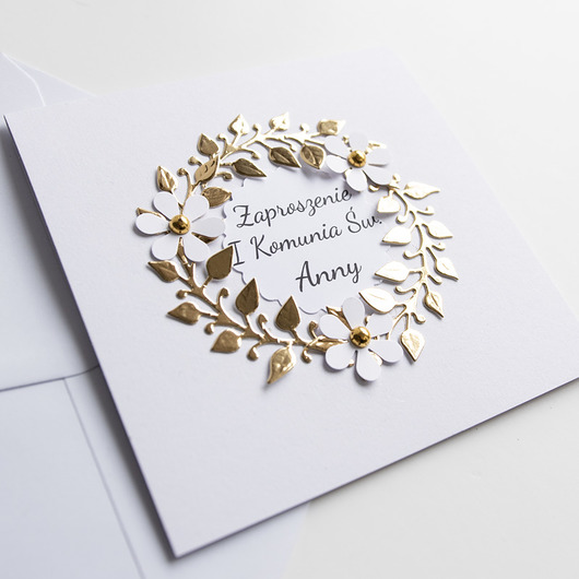zaproszenia na komunię Zaproszenie na komunię złoty wianek